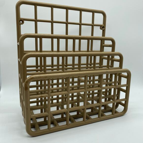 Yaffa Tan Brown Plastic Modular Mini Catch-All 1983 Wall Hanging Desk Organizer - Picture 1 of 11